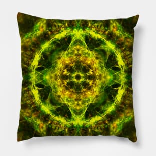 Vibrant electric fractal mandala Pillow