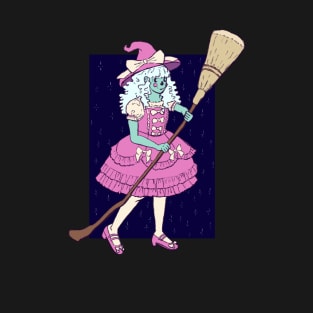 Pink Lolita Witch print T-Shirt