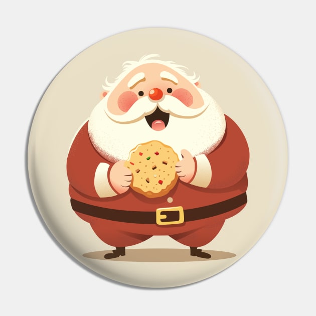 Santa Claus eats a big cookie Pin by JORDYGRAPH