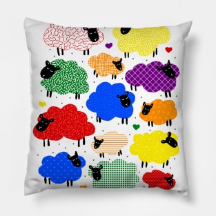 Cute colorful snoozing sheep design Pillow