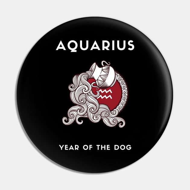 AQUARIUS / Year of the DOG Pin by KadyMageInk