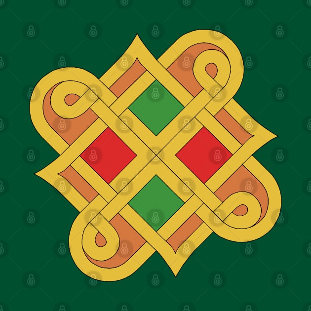 Durrow Knotwork 2016 Red and Green by AzureLionProductions