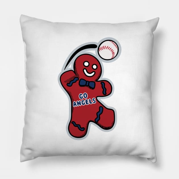 Los Angeles Angels Gingerbread Man Pillow by Rad Love