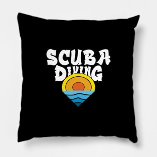 Vintage Sunset Scuba Diving Pillow