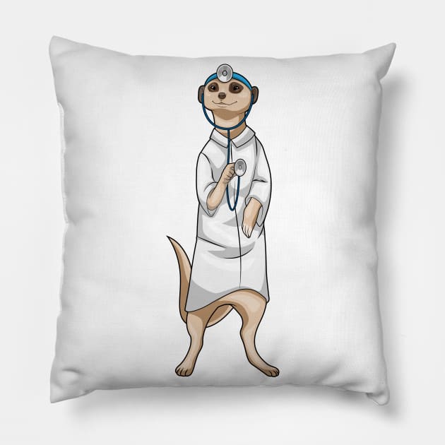 Meerkat Doctor Stethoscope Pillow by Markus Schnabel