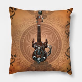 Awesome steampunk guitar with skulls Pillow