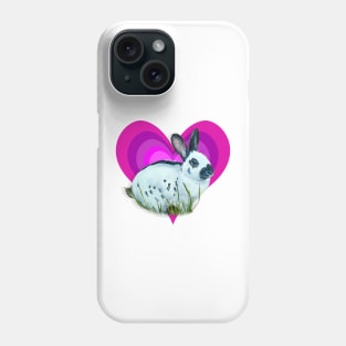 Gorgeous English Spot rabbit on a rainbow purple heart! Phone Case