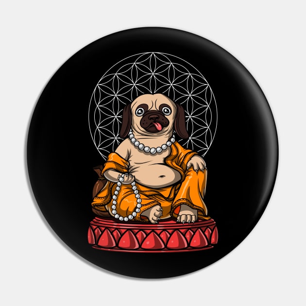 Pug Dog Buddha Pin by underheaven