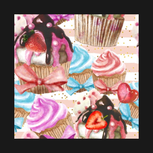 Cupcake Pink Stripes by ArtInPi