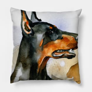 Doberman Pinscher Watercolor - Gift For Dog Lovers Pillow