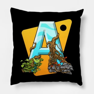 Aquascape in Letter A with Background Pillow