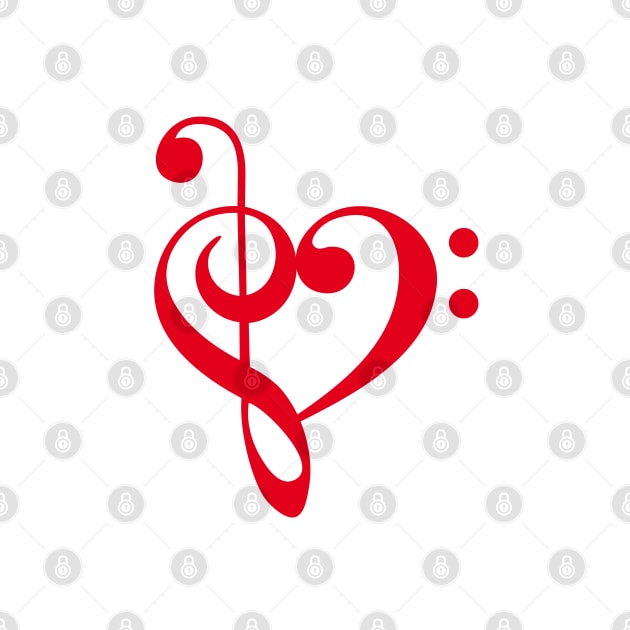 I love music, red heart with music notes by beakraus