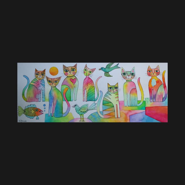 seven cats 2 birds and 1 fish by karincharlotte