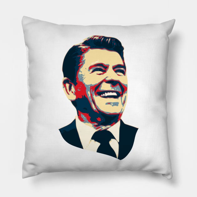 Ronald Reagan Happy Pop Art Pillow by Nerd_art