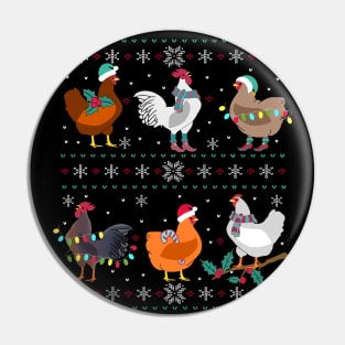 Funny Chicken Ugly Christmas Pin