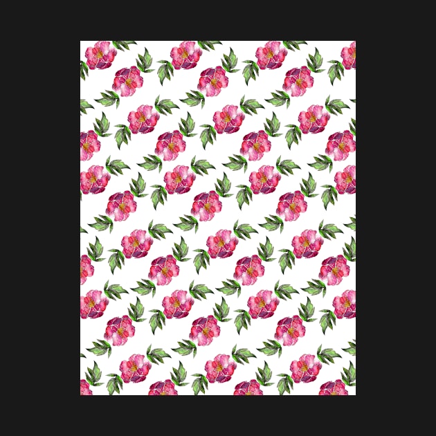 Watercolor peonies pink spring girly grid by ArtInPi