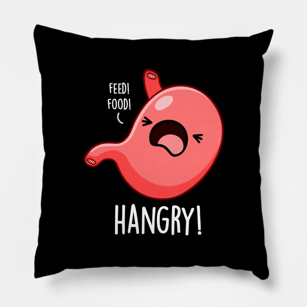 Hangry Funny Hungry Angry Pun Pillow by punnybone