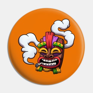 High Tiki Mask Smoking A Joint Pin