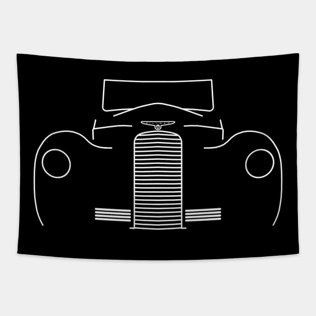 1948 Hillman Minx Mk II classic British car white outline graphic Tapestry by soitwouldseem