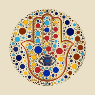 Hamsa Hand - Hand of Fatima colorful dot art T-Shirt