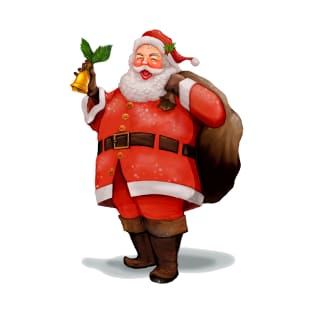 Cheerful santa claus carrying a presents sack T-Shirt