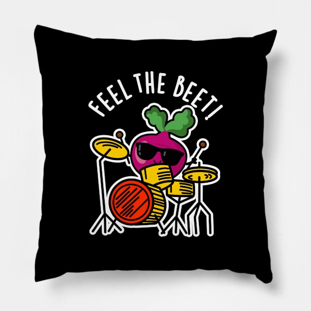 Feel The Beet Cute Veggie Pun Pillow by punnybone