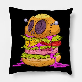 Cheesy Burger Monster Cartoon Pillow