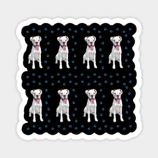 White Boxer dog cute pattern Magnet