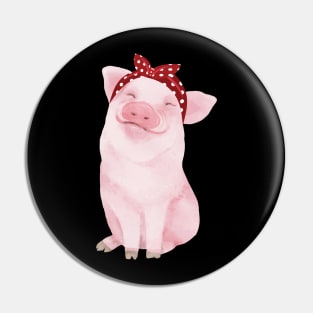 'Adorable Pig in a Bandana' Funny Pig Gift Pin