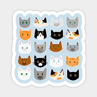 Cute Cats Pattern Calico, Tabby, Tuxedo, Ginger and Others Magnet