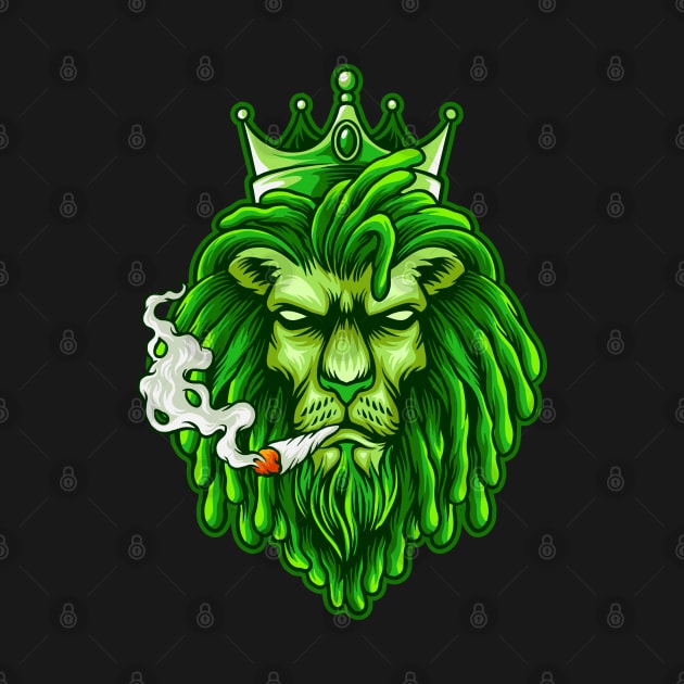 Funny Weed Marijuana Cannabis Kush Pot Green Lion Smoking Stoner by FilsonDesigns