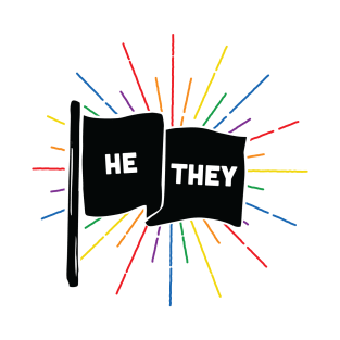 He/They Pronouns Retro Flag T-Shirt