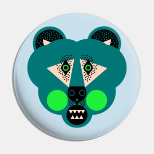 Grizzly Bear Face, Dark Green Pin