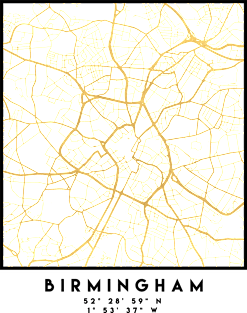 BIRMINGHAM UNITED KINGDOM CITY STREET MAP ART Magnet