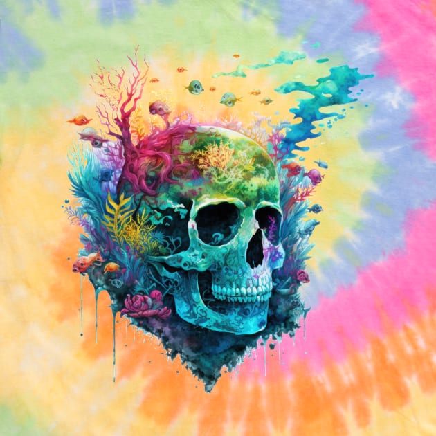 Psychedelic Underwater Skull by Mojitojoe