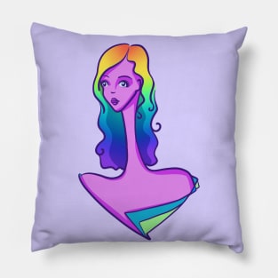 Rainbow-Haired Lady Pillow