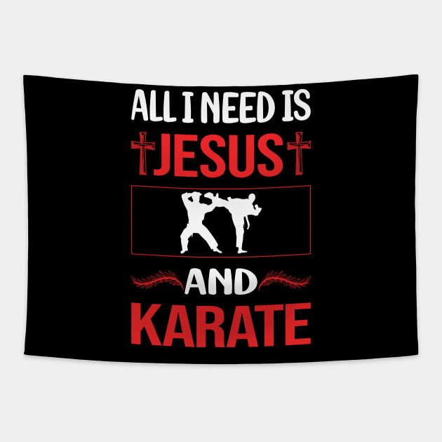 Funny Jesus Karate Tapestry by Happy Life