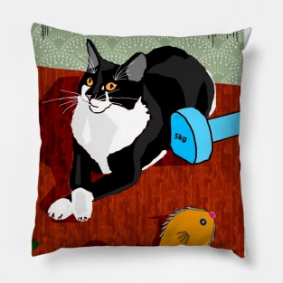 Cute Tuxedo cat Merry Catmas Christmas Weighting for Xmas  Copyright TeAnne Pillow