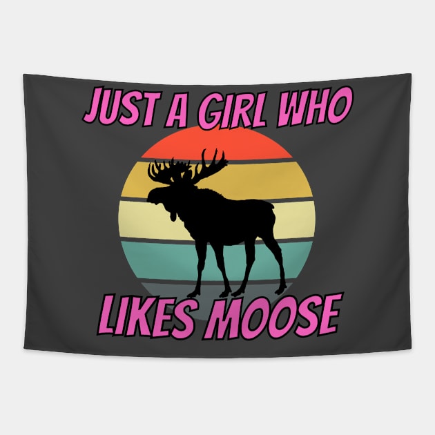 Just a Girl Who Likes Moose with Sunset Moose Shirt Tapestry by LBAM, LLC