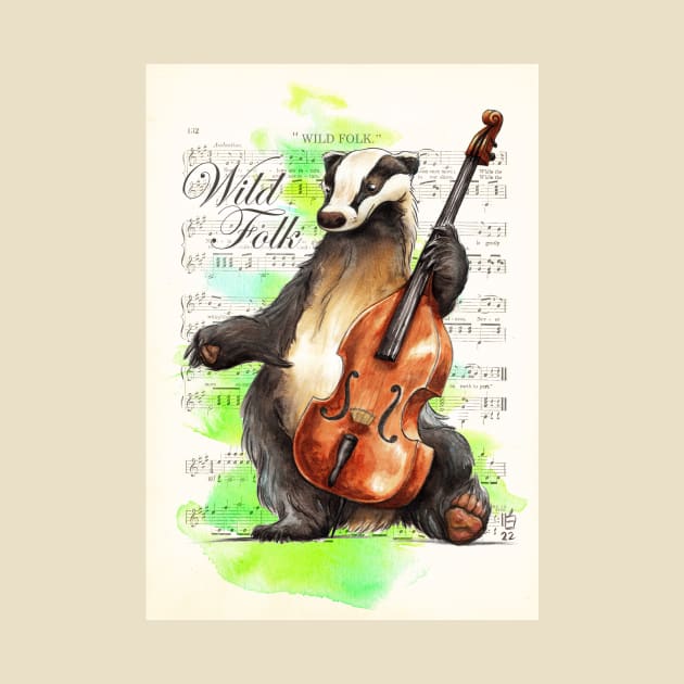 Wild Folk - Badger on Bass by shiro