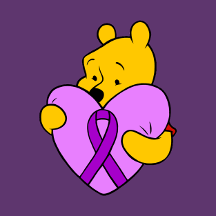 Yellow Bear hugging purple Awareness ribbon T-Shirt