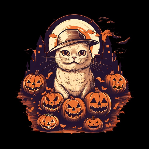 Scottish Fold Cat Halloween, Cat Lover by dukito