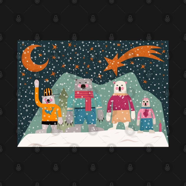 Merry Christmas Postcards - cute Christmas shirt -  cute bear family by Boogosh