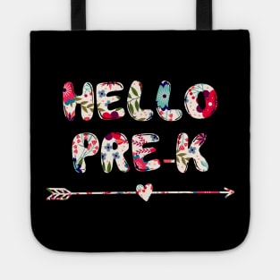 Floral Hello Pre-K team teacher student back to school gift Tote