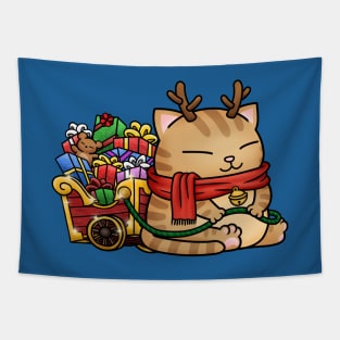 Christmas Reindeer Cat Tapestry