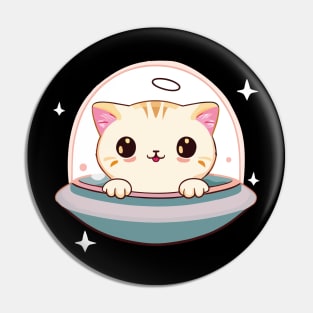 Cat in UFO Pin