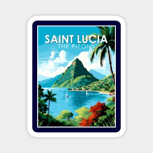 Saint Lucia The Pitons Travel and Tourism advertising Print Magnet