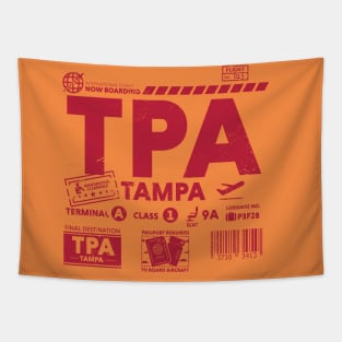 Vintage Tampa TPA Airport Code Travel Day Retro Travel Tag Tapestry