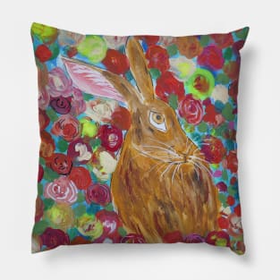 Hare among Roses Pillow