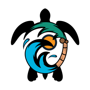Loggerhead Palm Tree Ocean Wave Sea Turtle T-Shirt